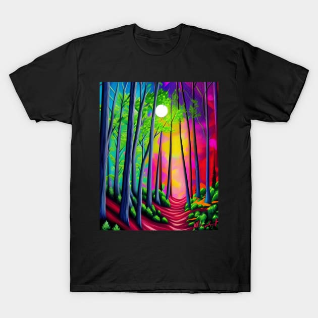 Beautiful Forest Moonlight T-Shirt by Sanzida Design